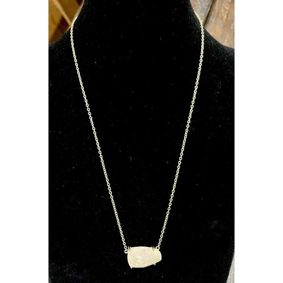 Kendra Scott Rose Quartz Isla Pendant Necklace Gold Tone Adj To 20”Reversible - Picture 5 of 5